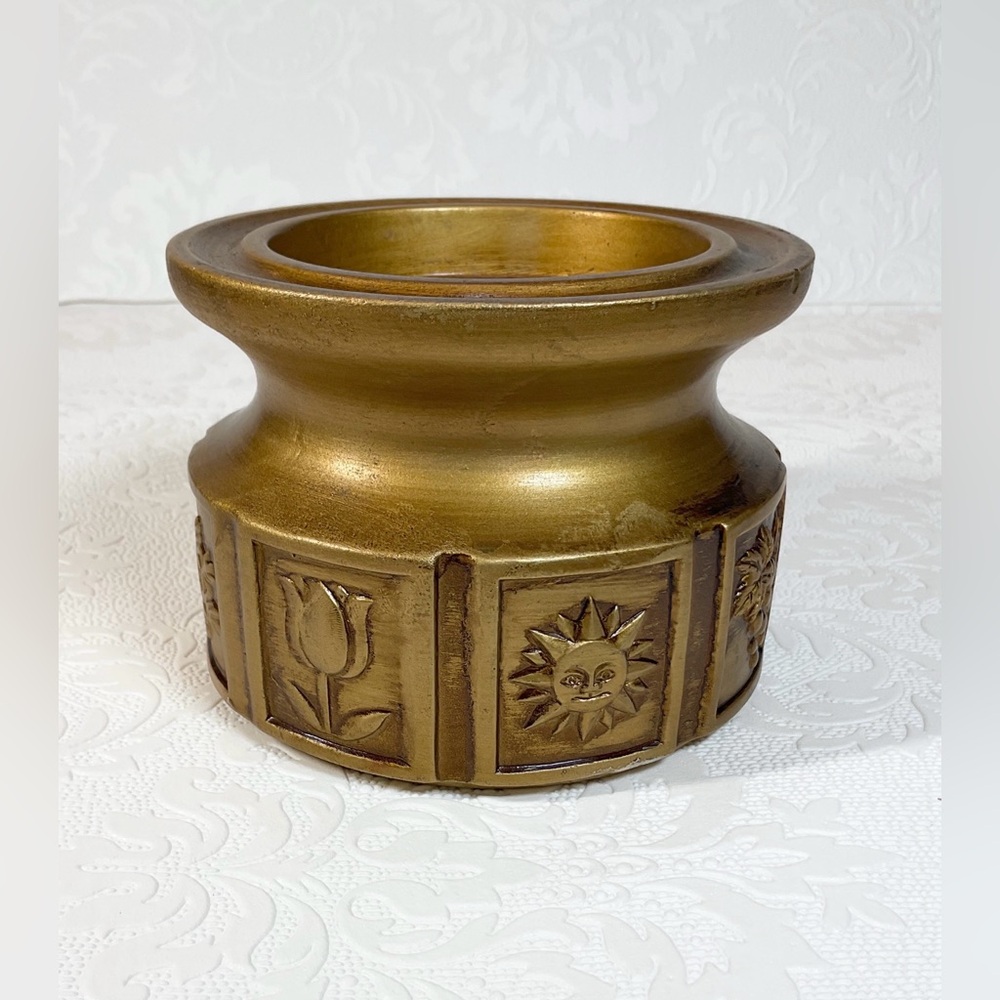 Vintage MCM 4 Seasons Gold Pillar Candle Holder